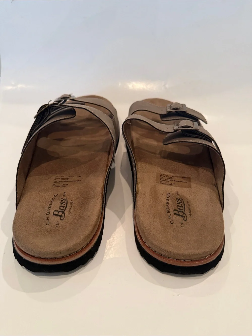 NWT Bass Asher Mocha Double-Buckle Slide Sandals Size 13